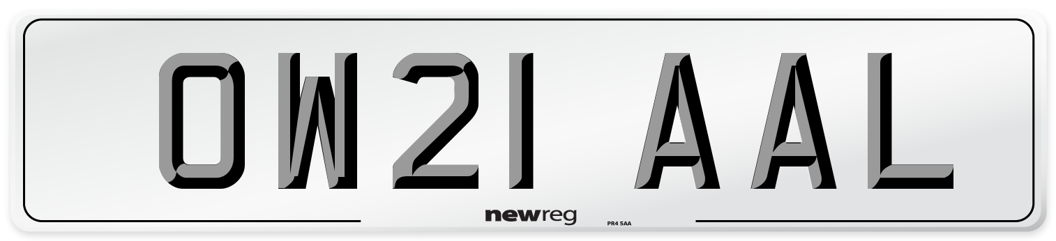 OW21 AAL Number Plate from New Reg